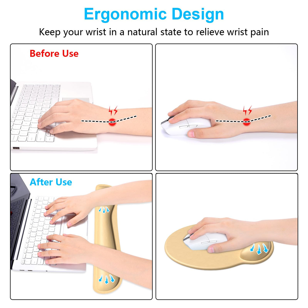 Dapesuom Keyboard Wrist Rest and Mouse Pad with Wrist Support, Cute Memory Foam Cushion for