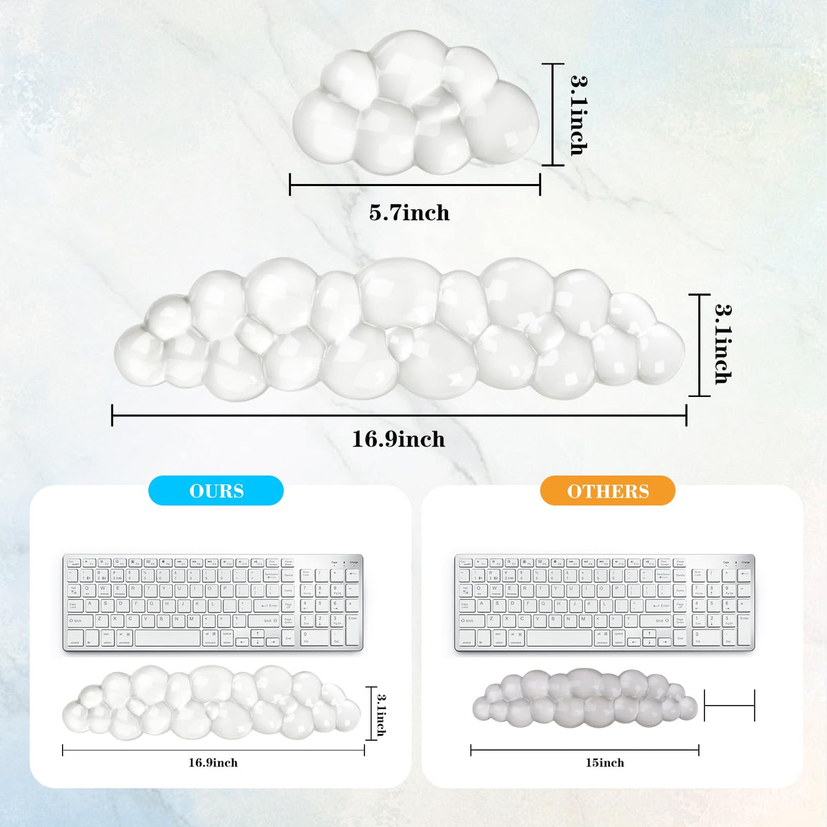 Gel Cloud Keyboard and Mouse Wrist Rest, Cute Wrist Support and Arm Support Keyboard Rest for