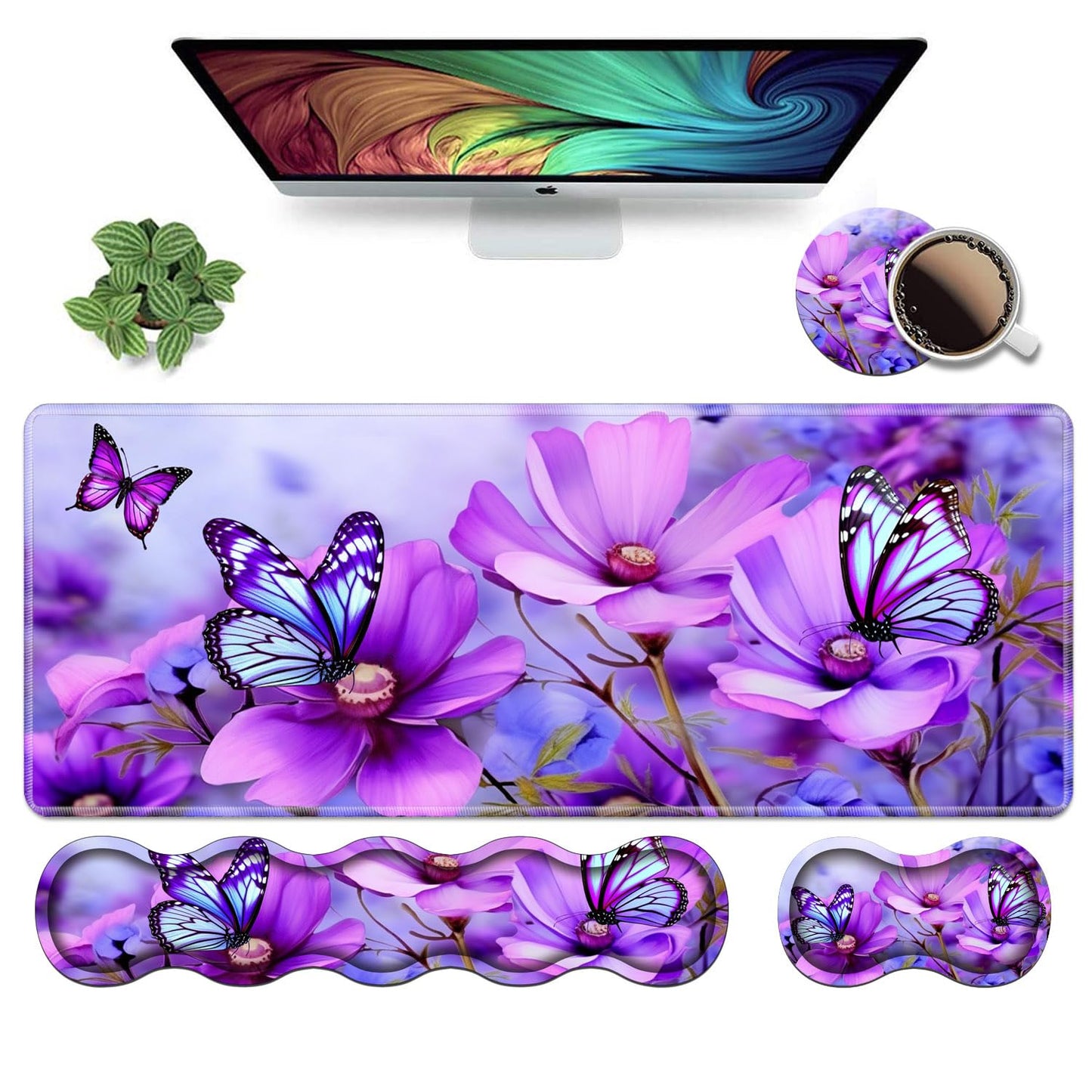 Ergonomic Keyboard Wrist Rest & Mouse Pad Wrist Rest Set, Large XXL Gaming Desk Mat 31.5"x 11.8"