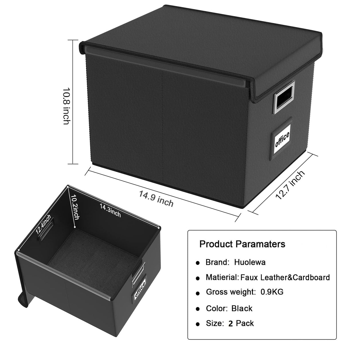 Huolewa File Organizer Box with Lids, Collapsible File Folder Organizer