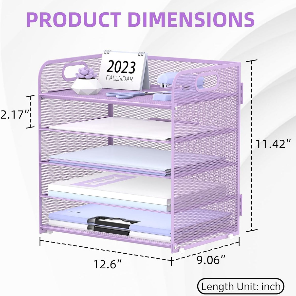 Supeasy 5 Trays Paper Organizer Letter Tray with Handle-Mesh Desk File Holders, Paper Sorter Desk