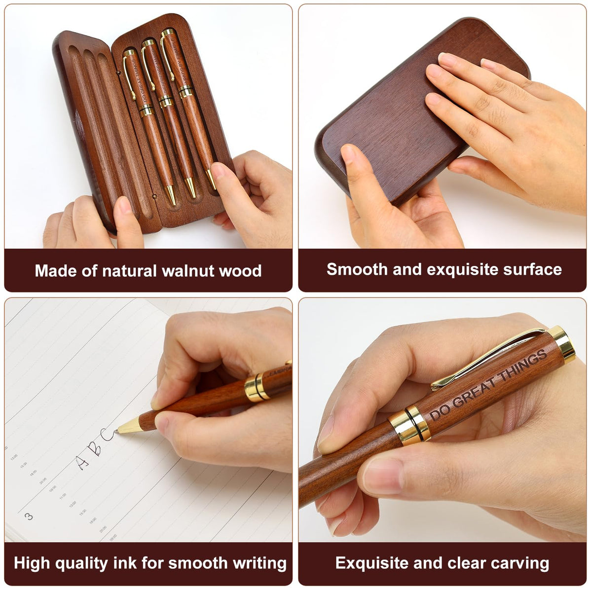 Engraved Wood Pen Set Thank You Gifts for Boss Coworkers Nurses Teacher Pen