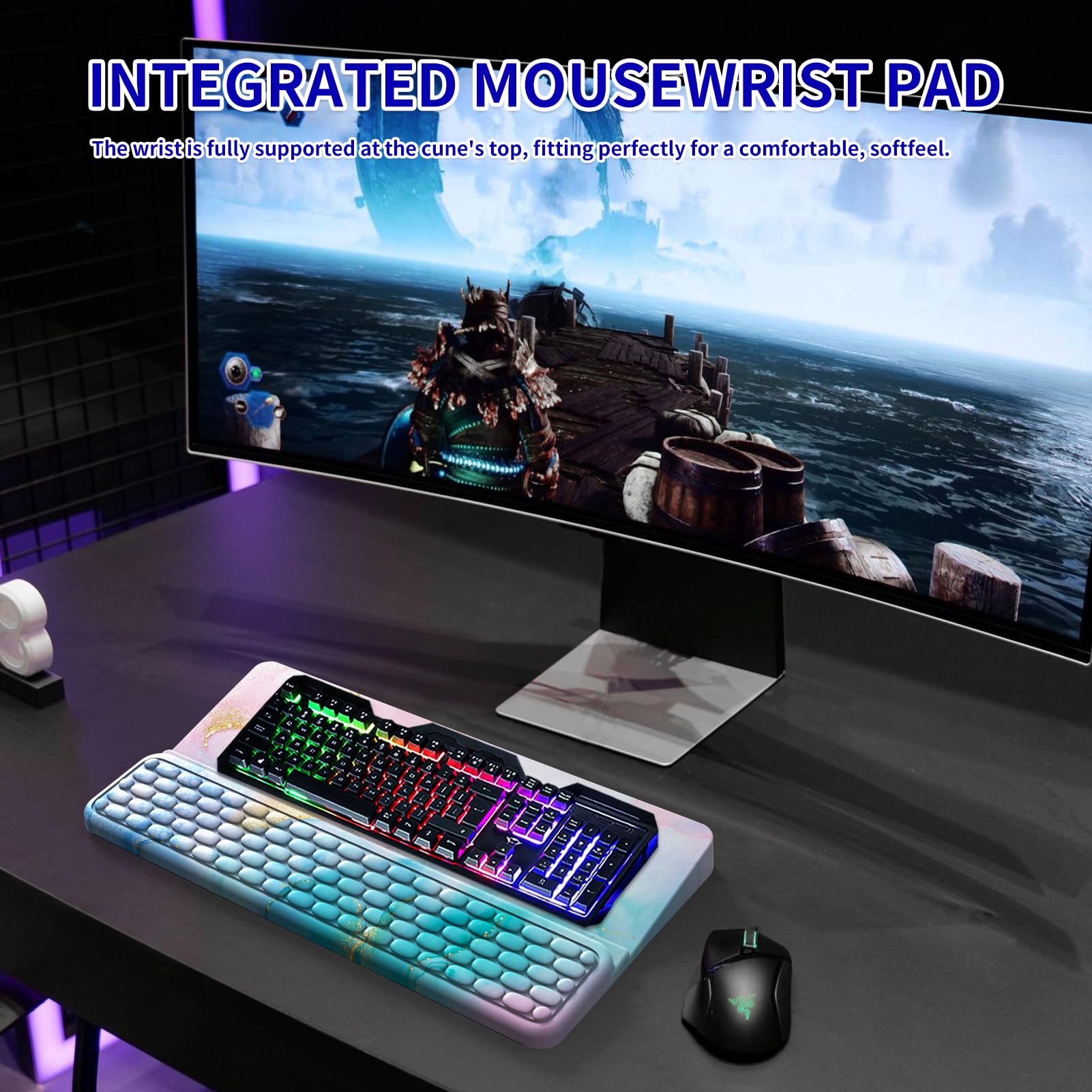 Laokiiy Keyboard Stand for Desktop, Keyboard Wrist Rest, Ergonomic Keyboards Holder for Easy Typing