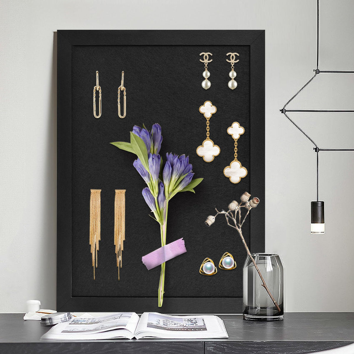 2PCS Black Bulletin Boards Cork Board with Felt, 15"x11" Small Display Pin Board Vision Board for