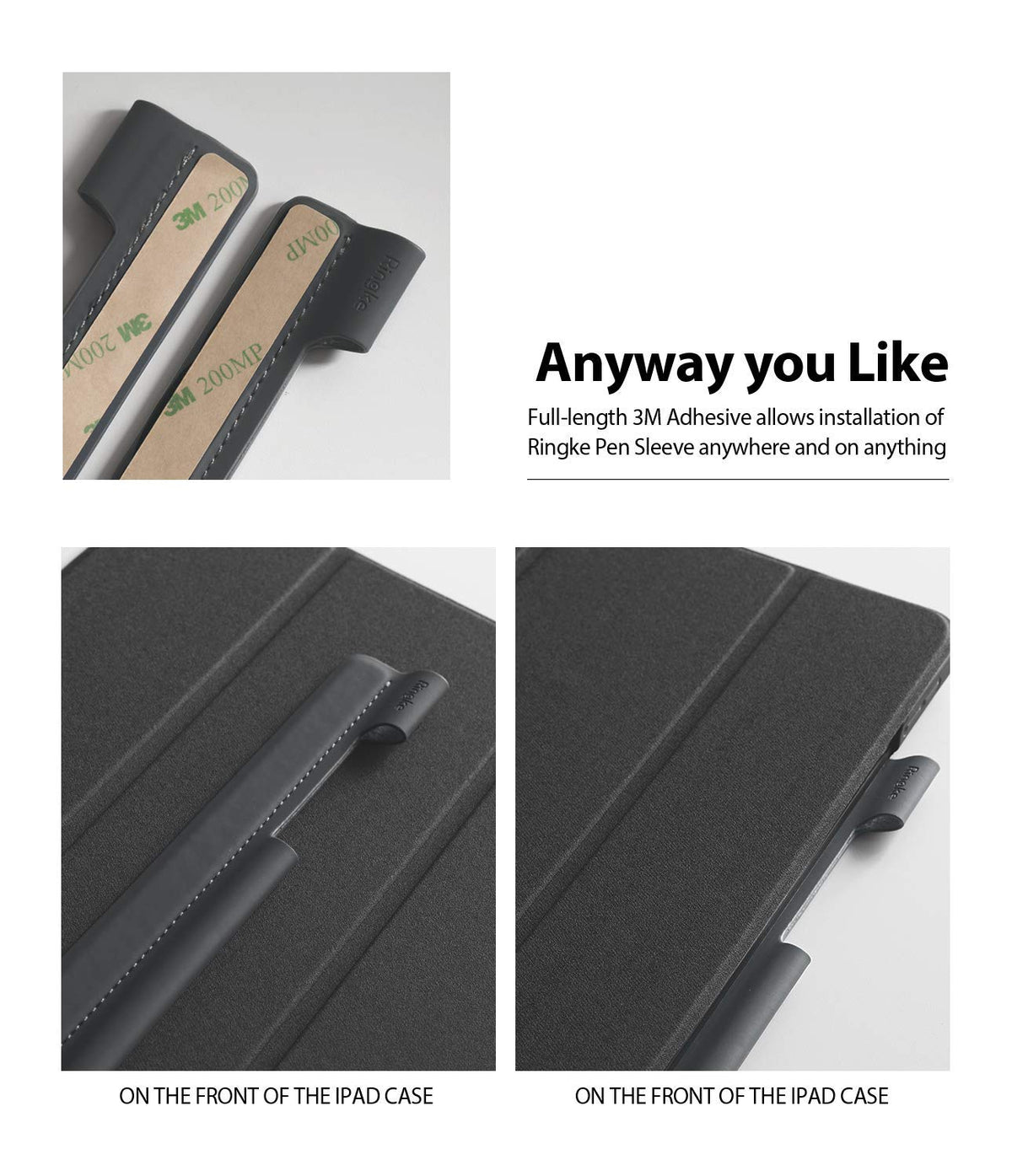 Ringke Pen Sleeve Charcoal Gray Designed for Apple Pencil, Journal, Tablets, and More