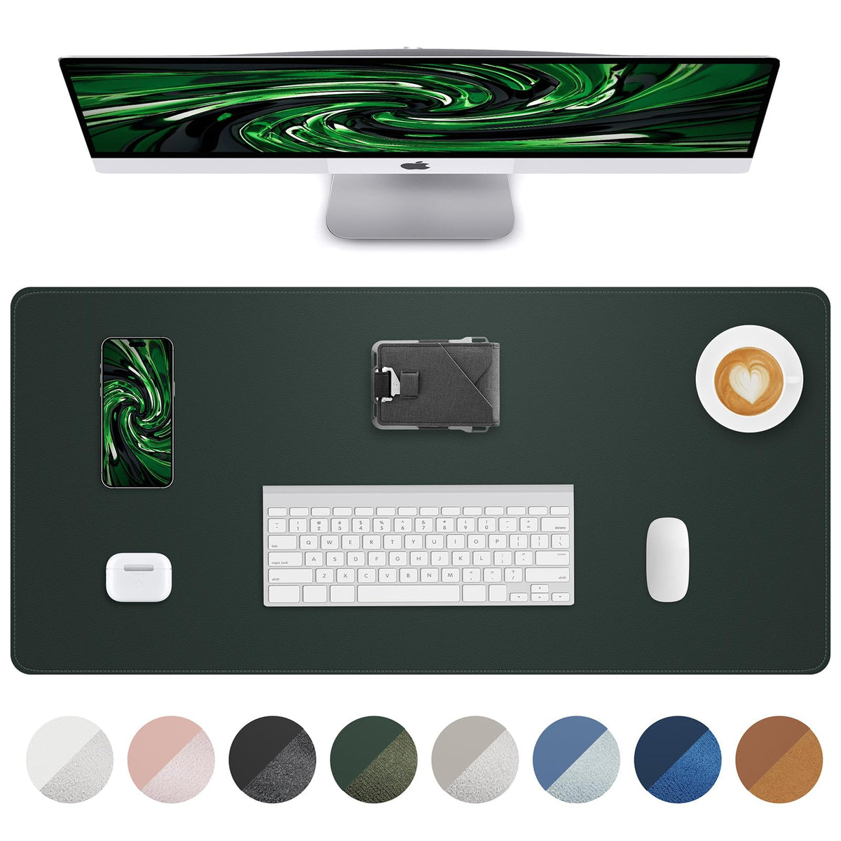 Leather Desk Pad Protector, Large Mouse Pad and Non-Slip Mat, Waterproof PU Leather Blotter Mat for