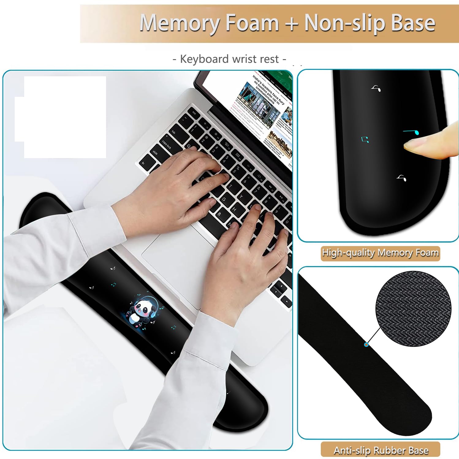Keyboard Wrist Rest and Mouse Pad Wrist Support Set, Ergonomic Gel Mouse Pad Wrist Rest with