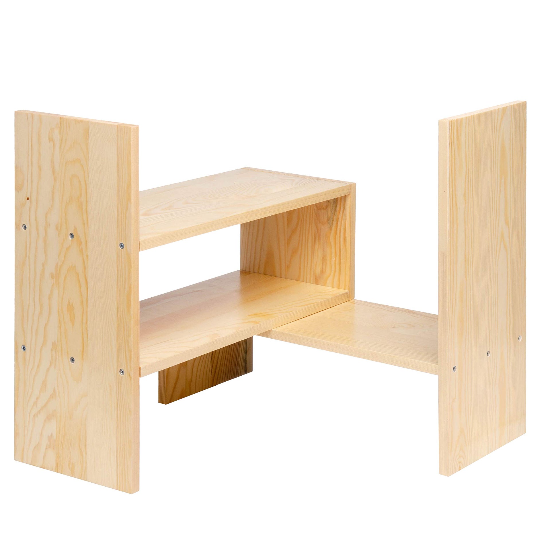 VERGOODR Desktop Organizer Office Storage Rack Adjustable Natural Wood Display Book Shelf Stand