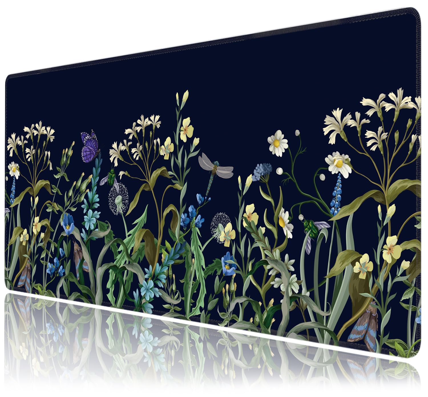 Weeds Flowers Large Mouse Pad,Gaming Keyboard Desk Pad,Extended Mouse Mat Non-Slip Rubber Base with