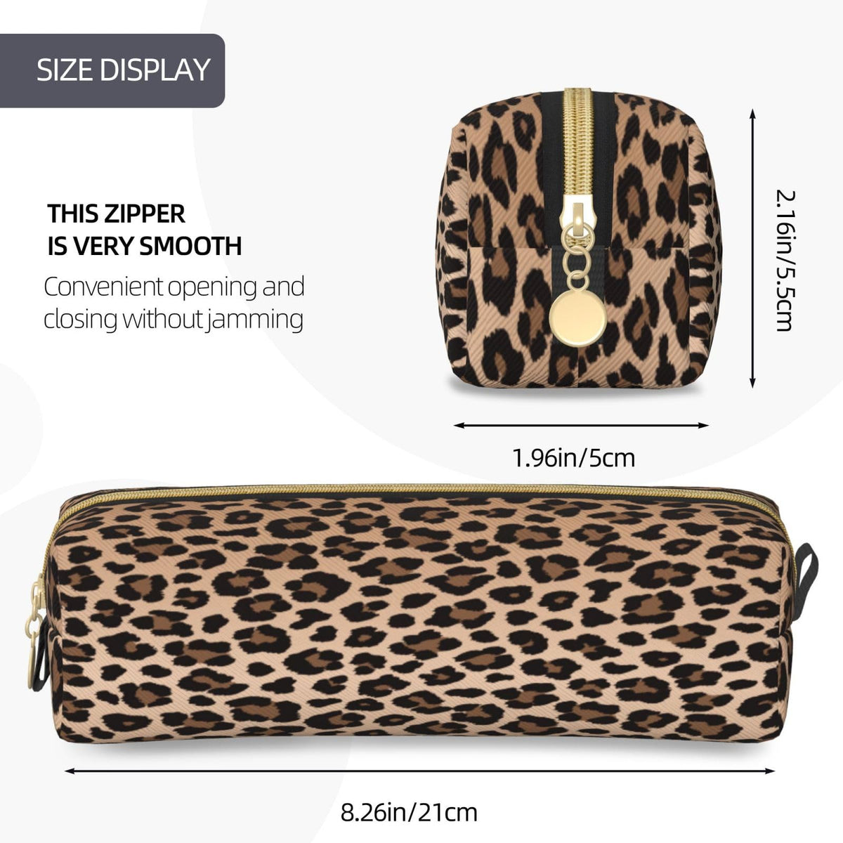 IMPCOKRU Small Pencil Bag Study Pencil Bag Key Pouch,Brown Leopard,Stationery Storage Pencil Case