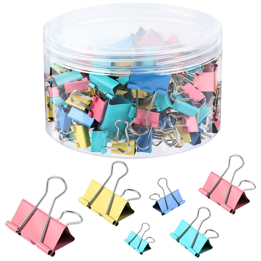 SANNIX 110 PCS Colored Binder Clips, X Large, Large, Medium, Small, Mini and Micro, Colorful Binder