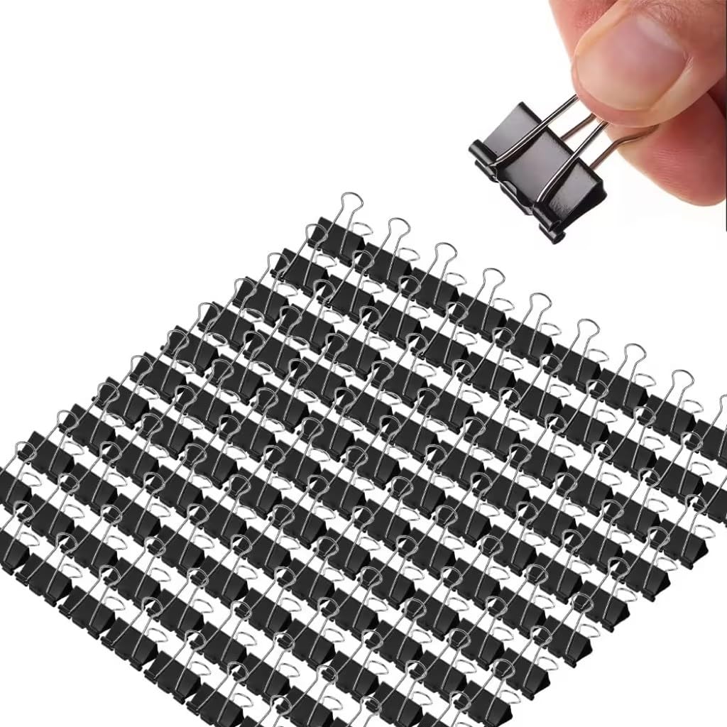 Mini Binder Clips, 144 Pack, 5/8 Inch, Black, Standard 15mm, Micro Paper Clips, Fold Clamp