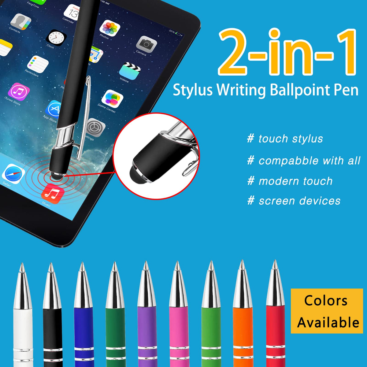 Max 500 Pcs Personalized Pens Bulk, Custom Pens with Free Engraving, Customized Stylus Tip