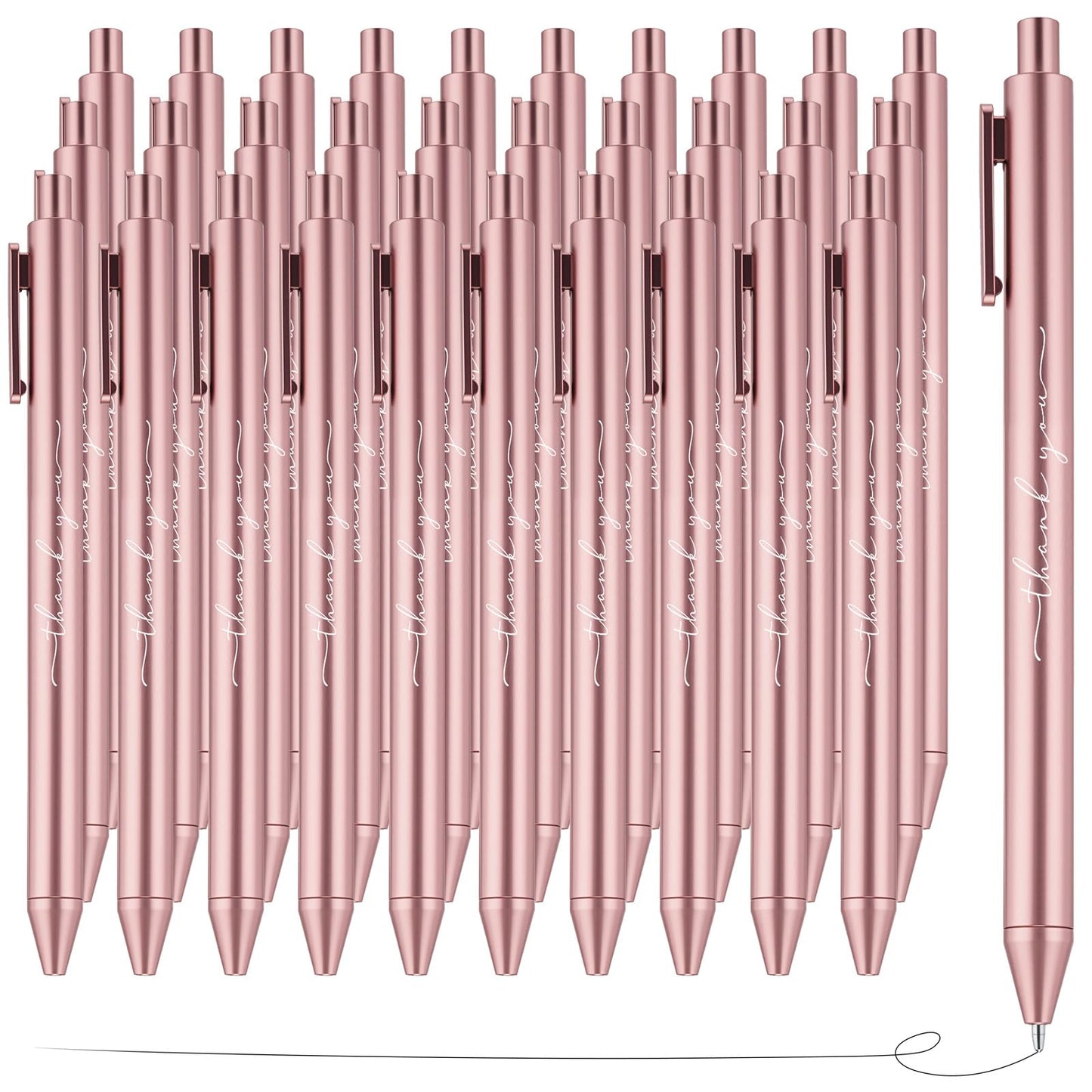 Dispowreath 100 Pcs Thank You Pen Bulk Cute Server Ballpoint, Pink Gold