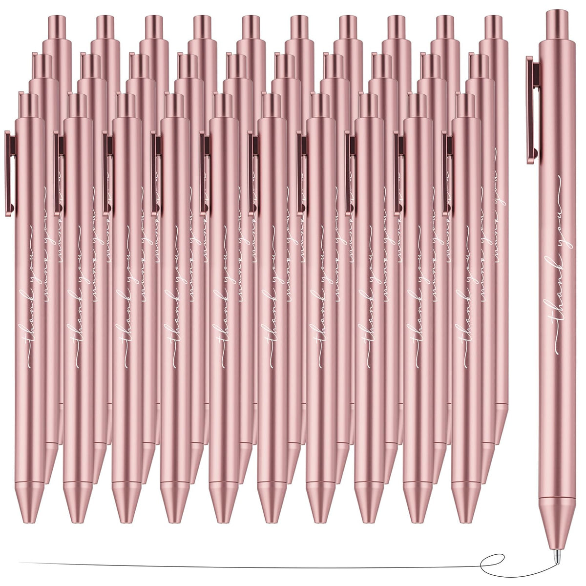 Dispowreath 100 Pcs Thank You Pen Bulk Cute Server Ballpoint, Pink Gold
