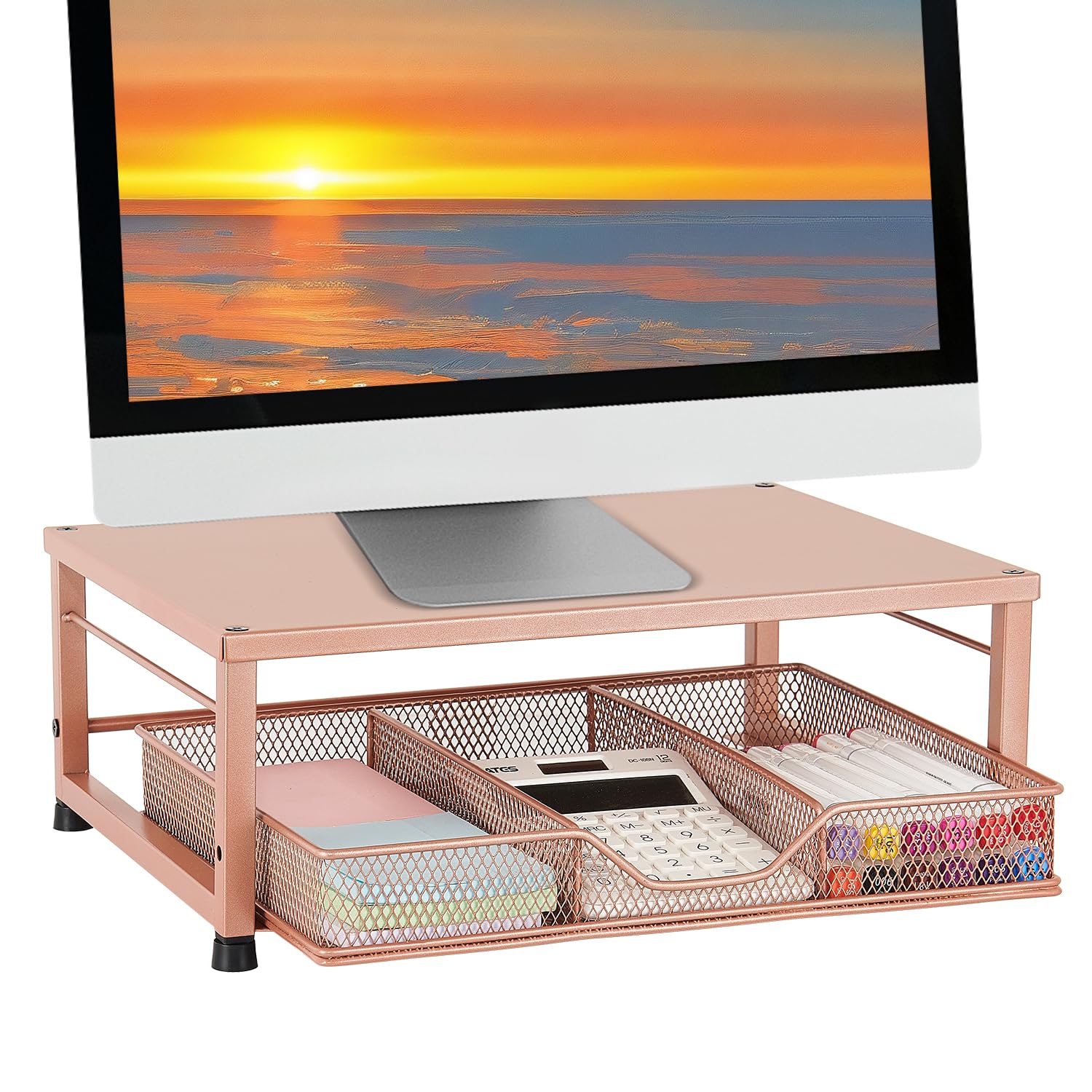 Gugsey Computer Monitor Stand for Desk, Small Laptop Stand Riser, Broze