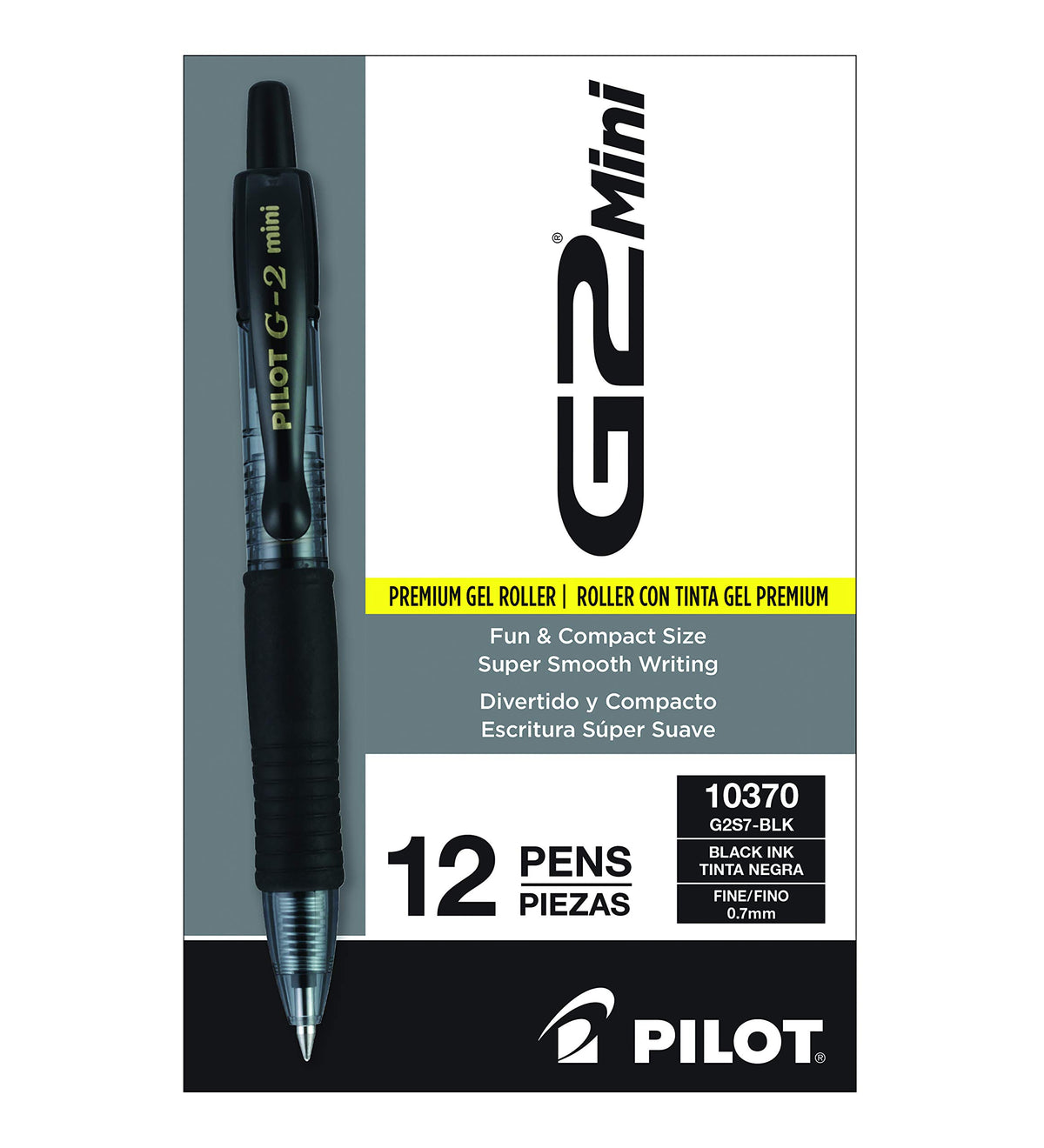 PILOT G2 Premium Rolling Ball Gel Pens, Fine Point 0.7mm, Black Ink, 12-Pack