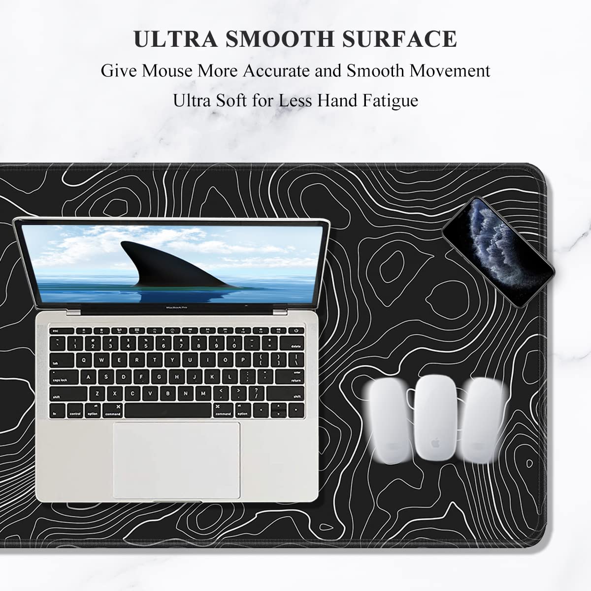 Auhoahsil Large Mouse Pad, XXL Desk Pad, Extened 35" x 15", Non-Slip Rubber Base, Stitched Edges