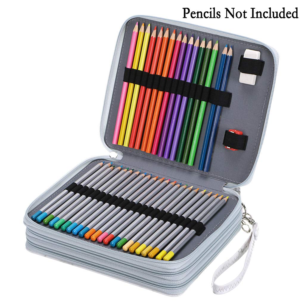 BTSKY Deluxe PU Leather Pencil Case For Colored Pencils - 120 Slot, White