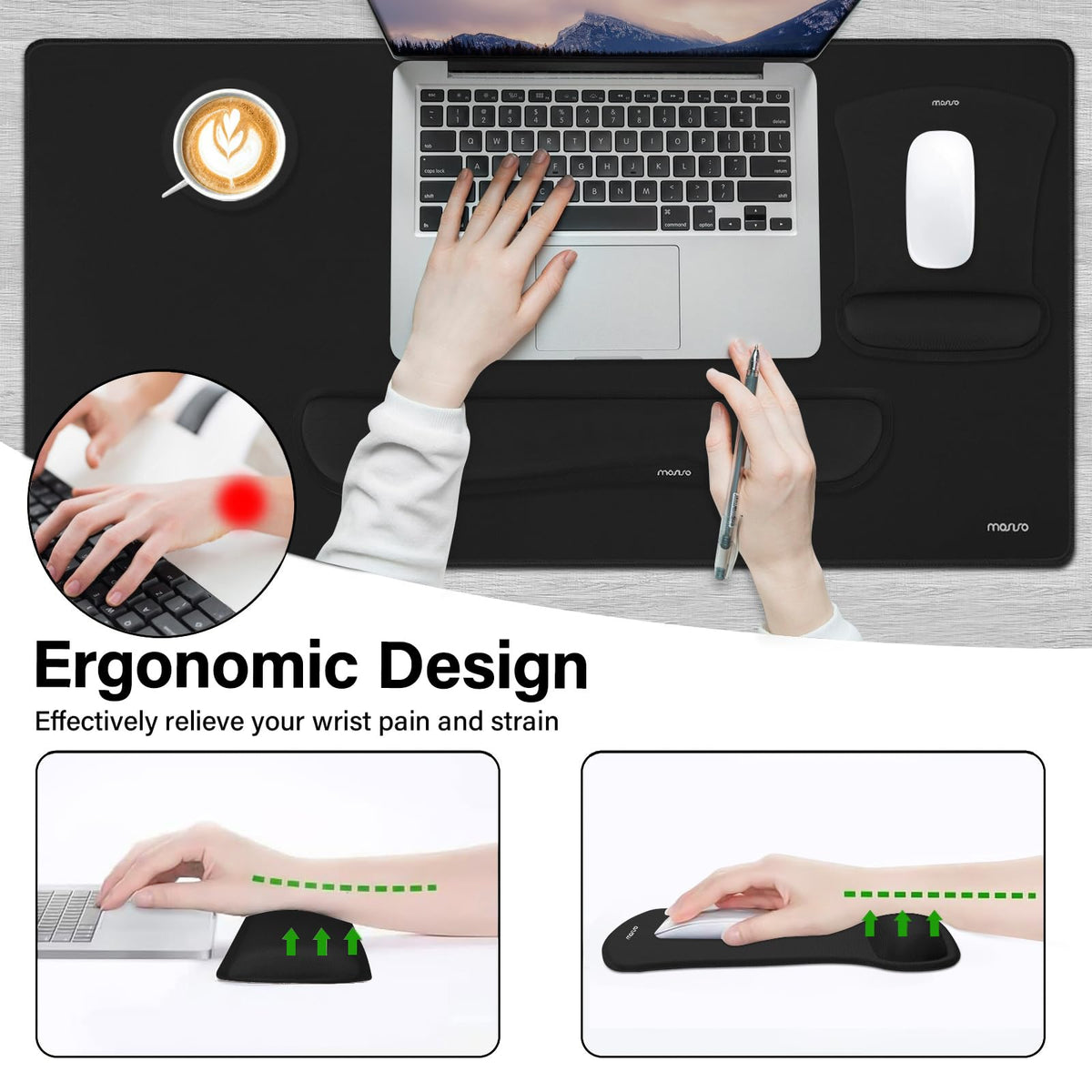 MOSISO Keyboard Mouse Pad Set, Large Gaming Mousepad&Keyboard Wrist Rest