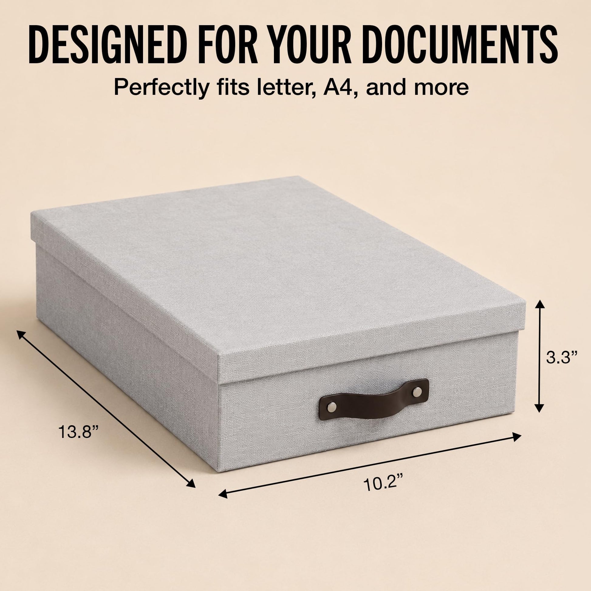 Bigso Oskar Canvas Fiberboard Document Letter Box - File Organizer Box for Important Paperwork