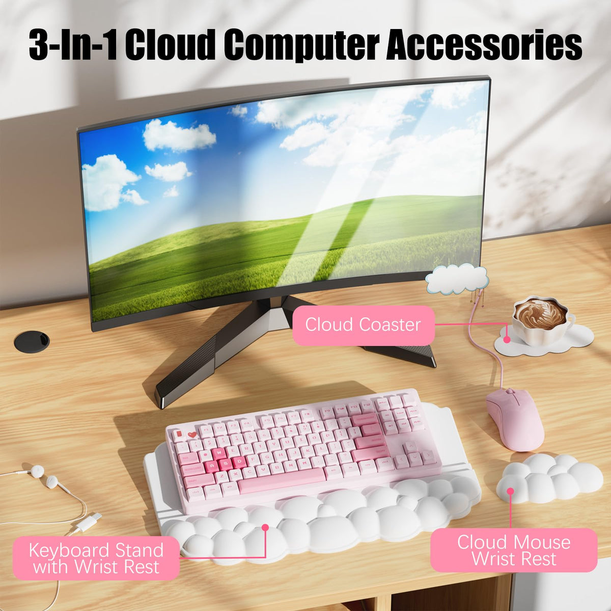 Ergonomic Wrist Rest for Keyboard and Mouse, Cloud Keyboard Stand Pad