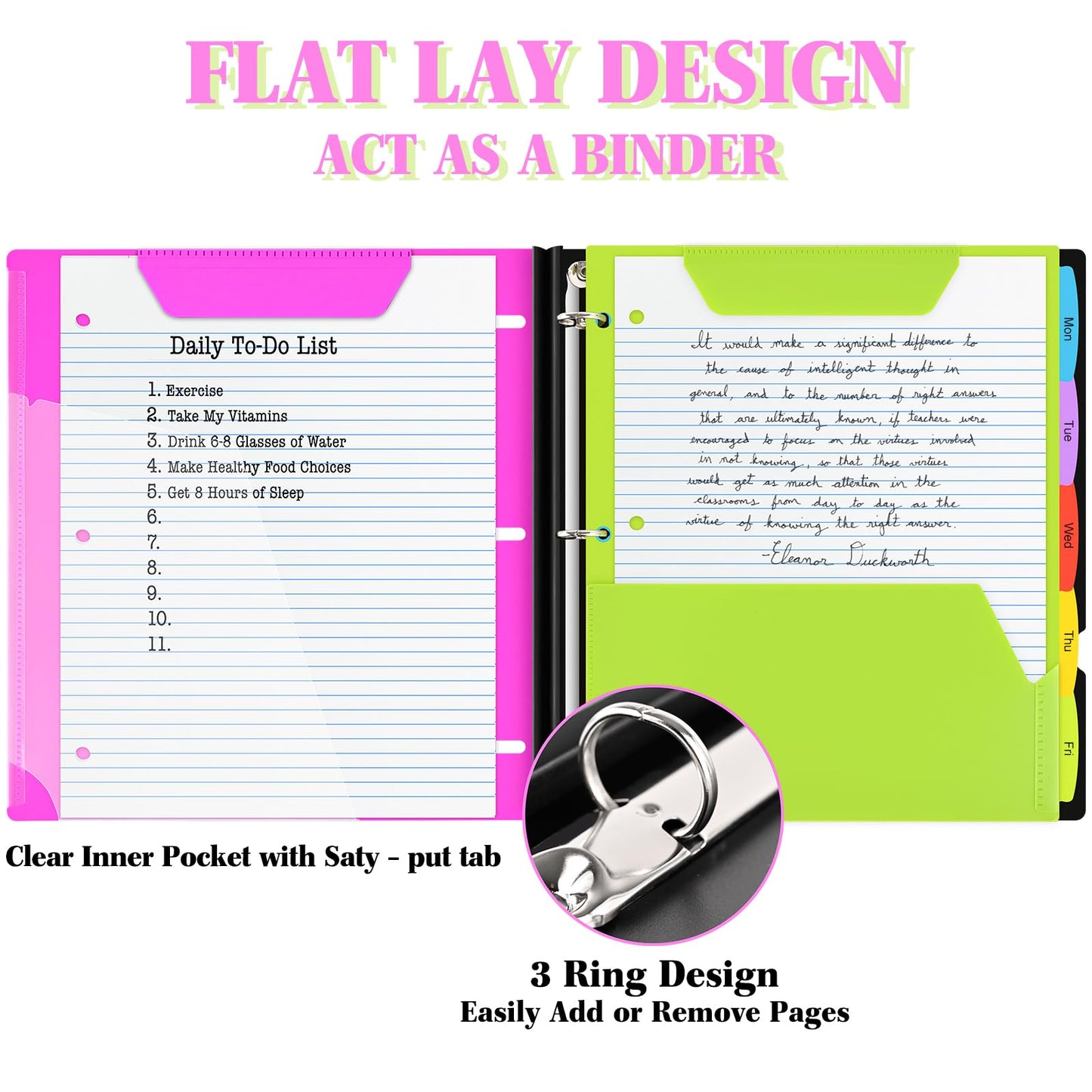 INFUN All-in-one Telescoping Binder Notebook- 2PCS, Refillable 3 Ring Notebook Binder with 1