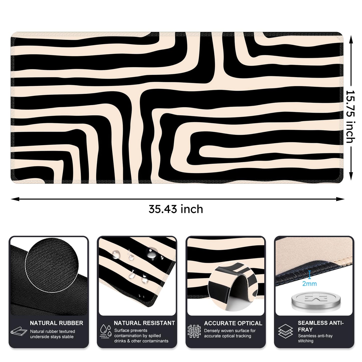 iCasso Gaming Mouse Pad (35.4x15.7 in), Keyboard Mouse Mat for Work, Curve