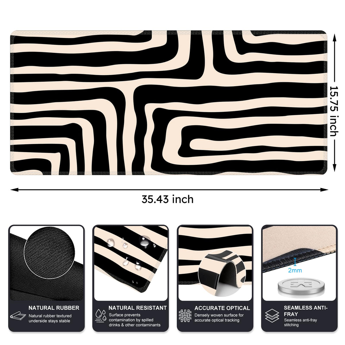 iCasso Gaming Mouse Pad (35.4x15.7 in), Keyboard Mouse Mat for Work, Curve