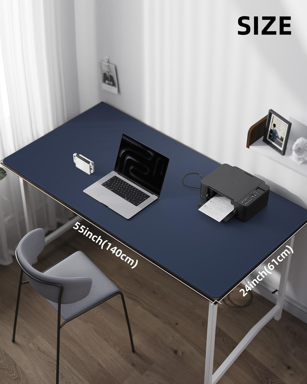 AFIING Large Desk Mat 55" x 24" - PU Leather Desk Pad Protector, Waterproof Non-Slip Extended Mouse