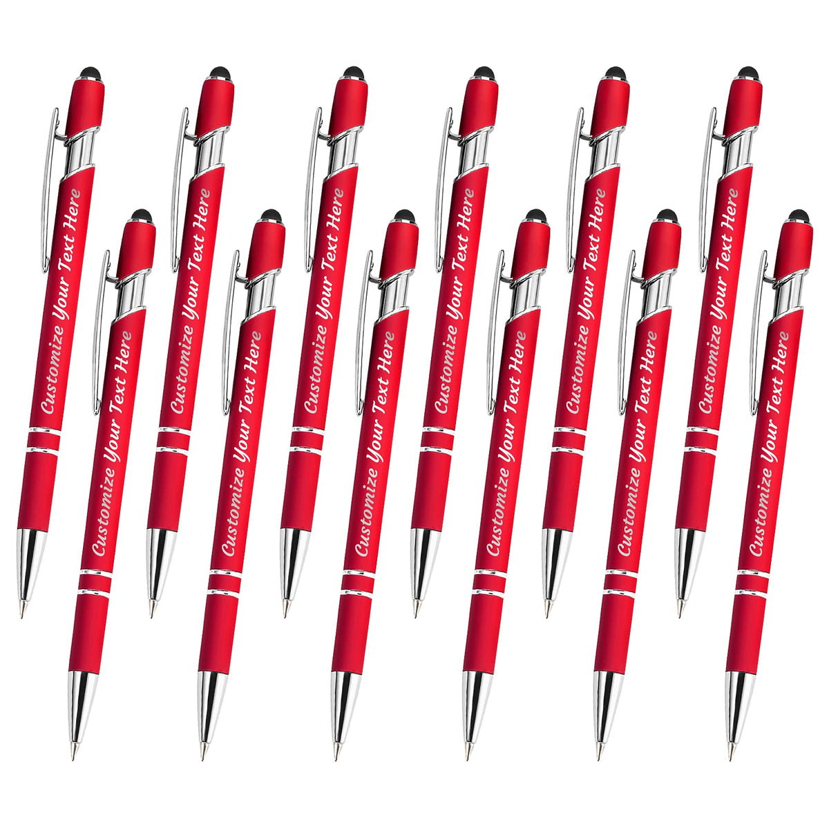 YanNanKe 12 PCS Custom Pens Personalized Bulk, Customized Engraving Ballpoint Pens with Stylus Name