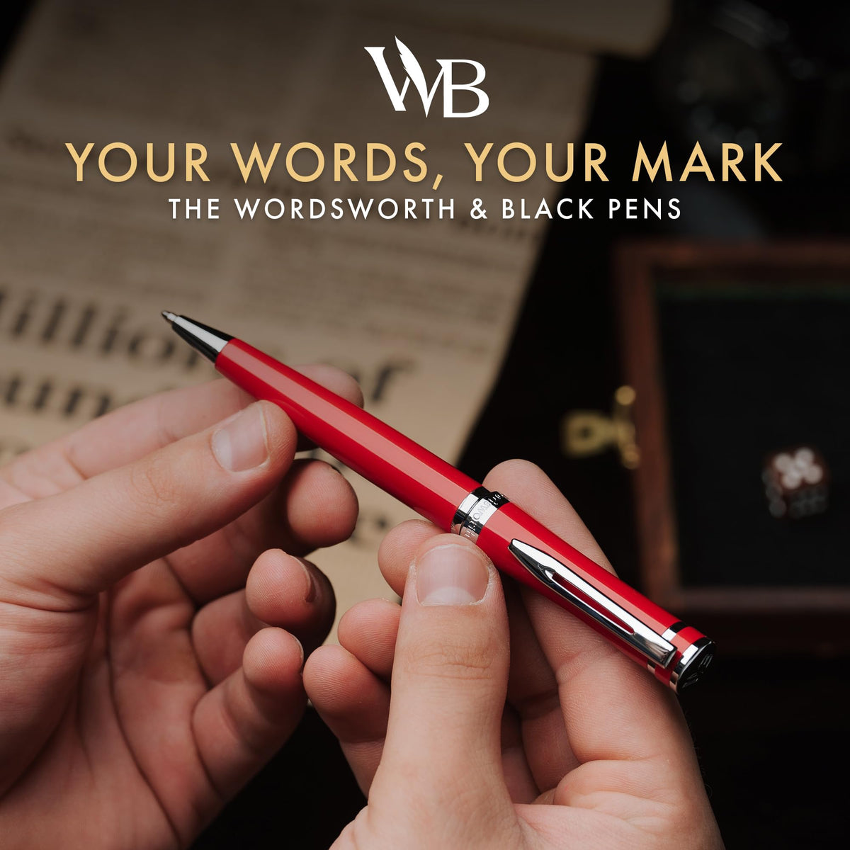 Wordsworth & Black Luxury Refillable Ballpoint Pen Set for Writing, Red