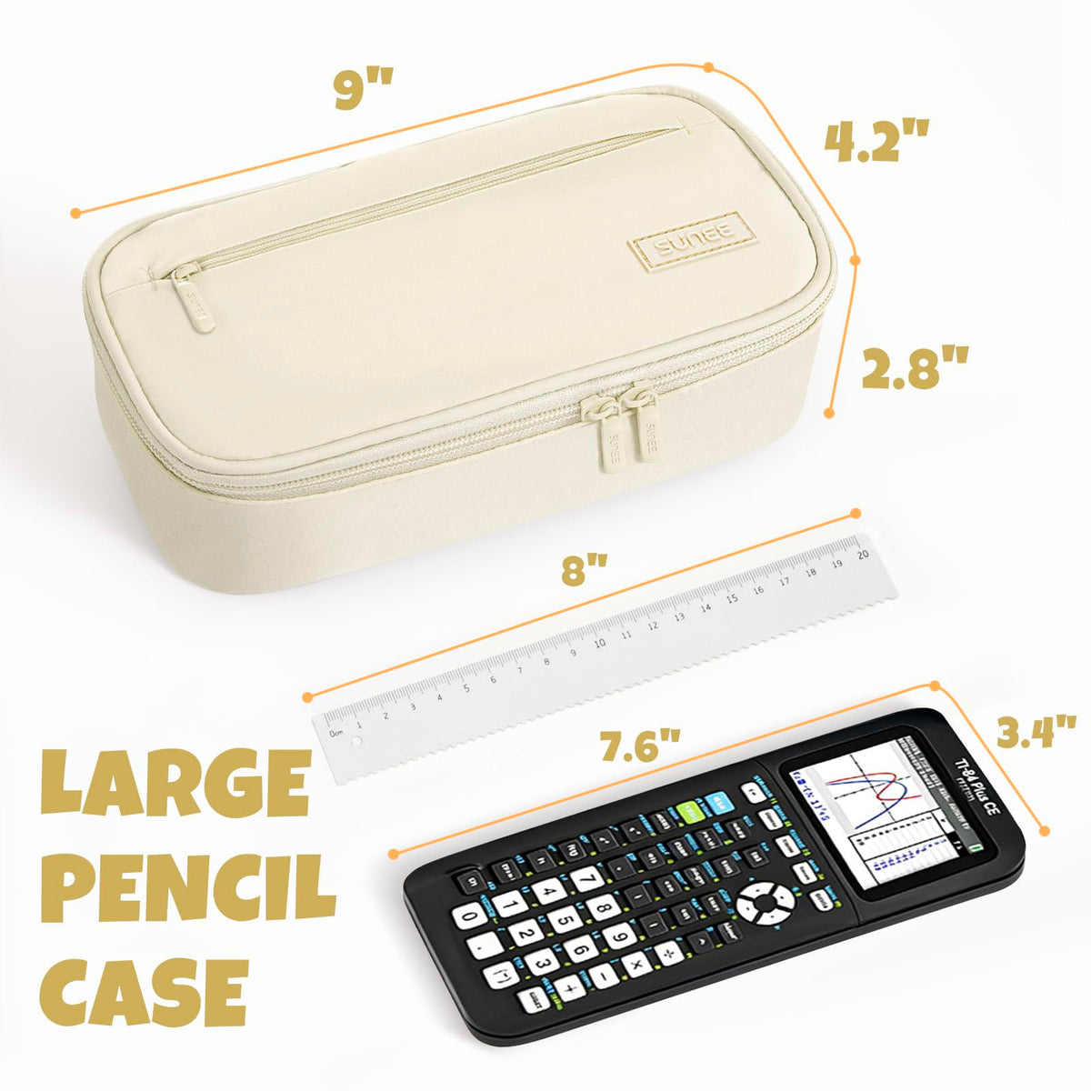 SUNEE Cute Pencil Case, Large Capacity Pencil Pouch, Big Storage Organizer for Stationery, Zipper