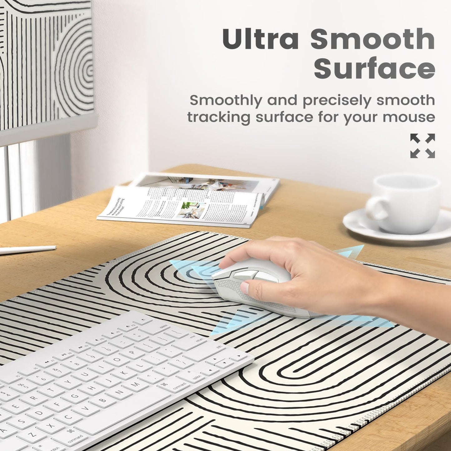 iCasso White Desk Matt for Desktop, Cute Desk Pad Mat, White