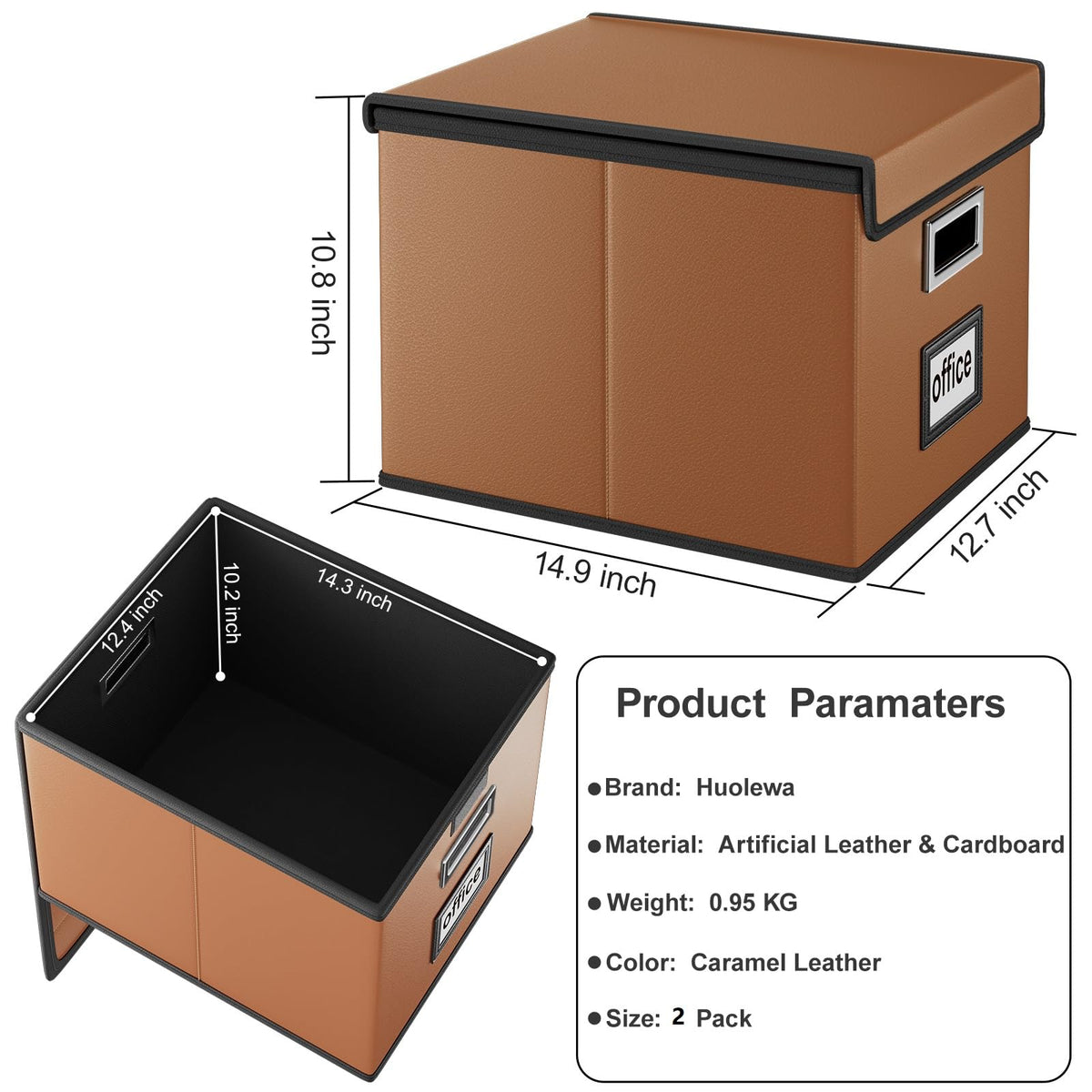 Huolewa File Organizer Box with Lids, Collapsible File Folder Organizer