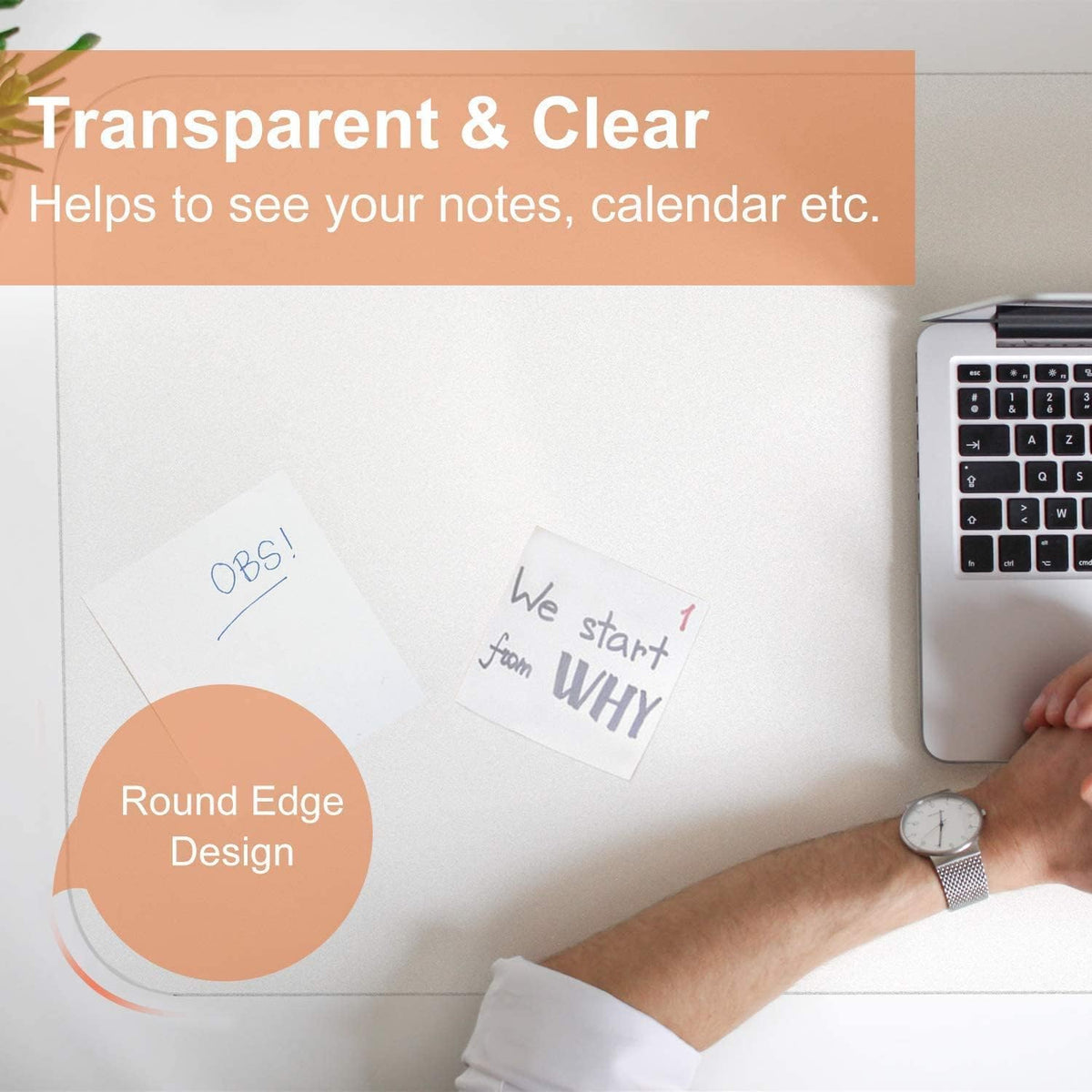 NATRKE Clear Desk Mat Pad, 27.6"x15.7" Large Transparent Computer Desk Mat Plastic Desktop
