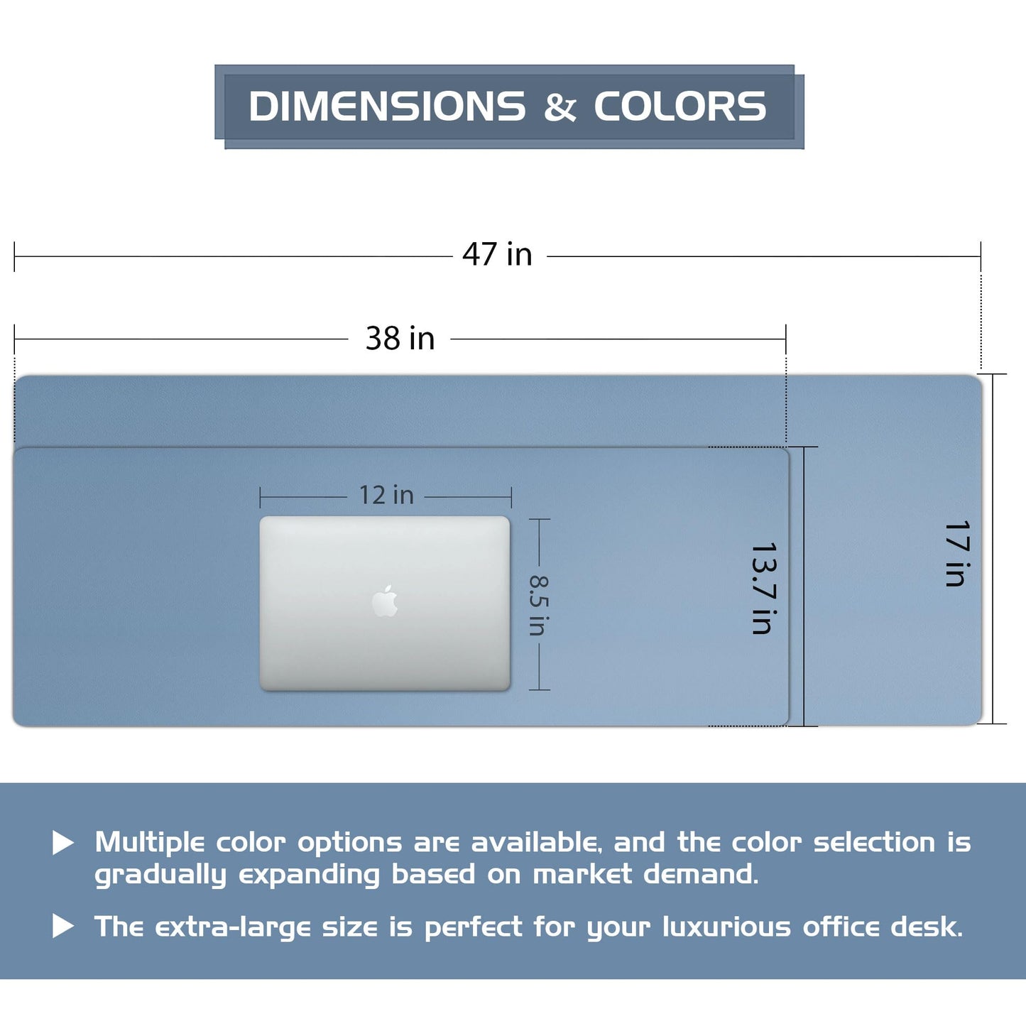 Aothia Leather Desk Pad Protector - Large Mouse Pad, Office Mat, Non-Slip PU Leather Blotter
