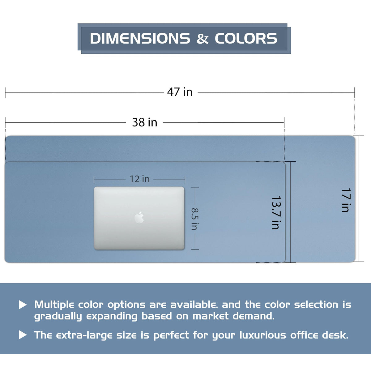 Aothia Leather Desk Pad Protector - Large Mouse Pad, Office Mat, Non-Slip PU Leather Blotter