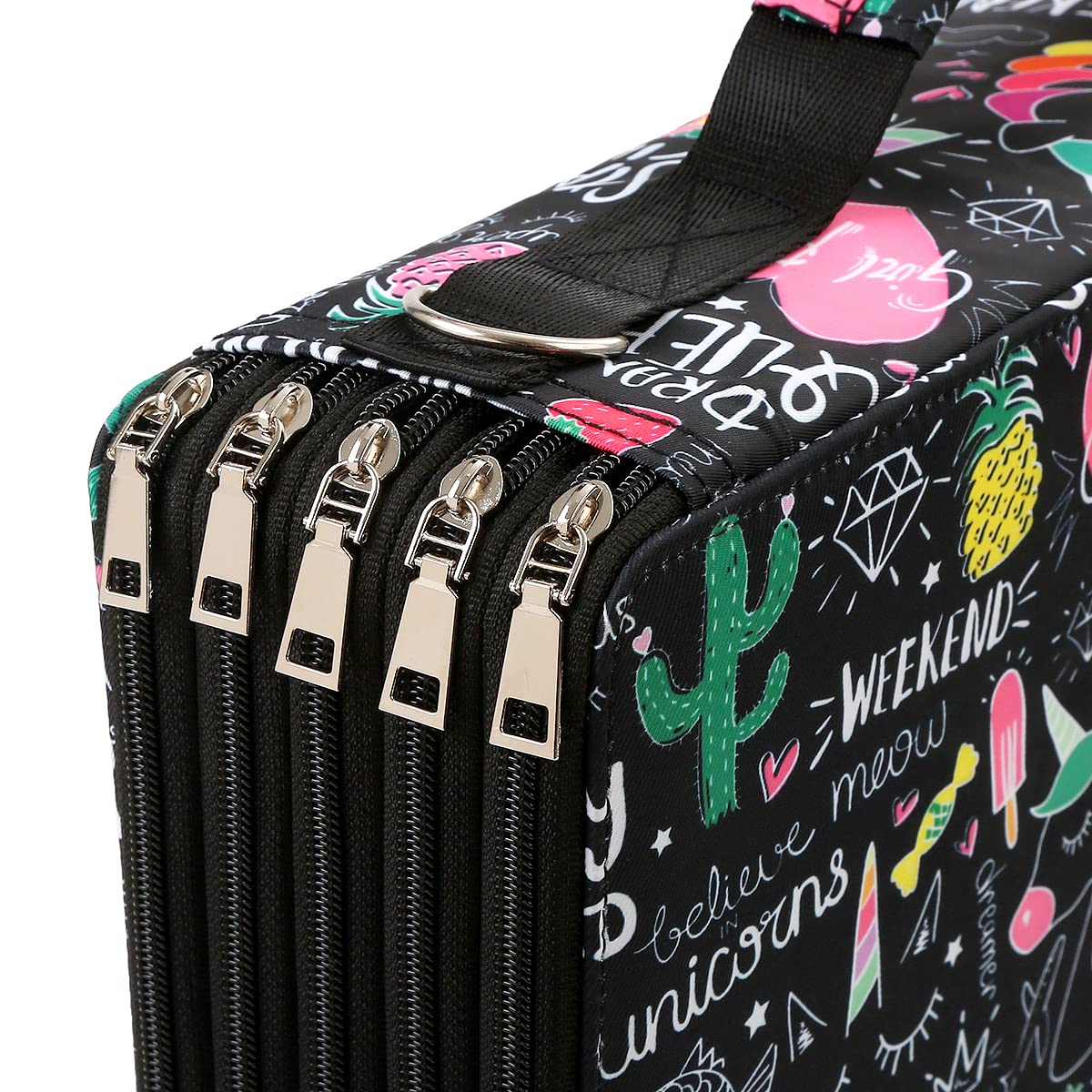 Lbxgap 480 Individual-Slots Colored Pencil Case w/Handle & Shoulder Strap