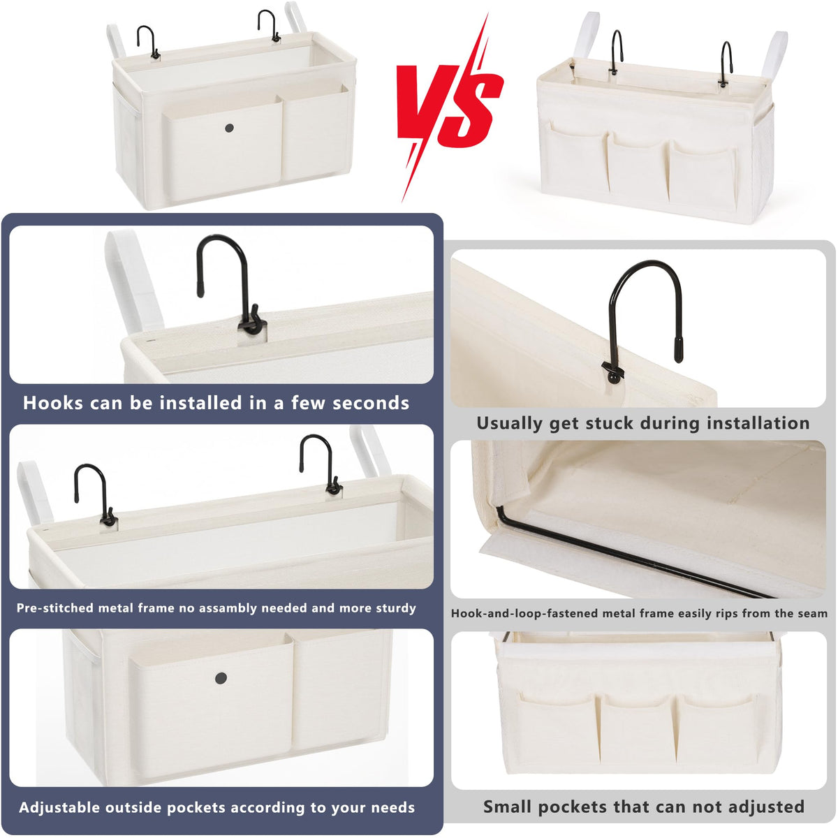 Bedside Caddy Bedside Storage Hanging Organizer for Bunk Dorm Bed Rail