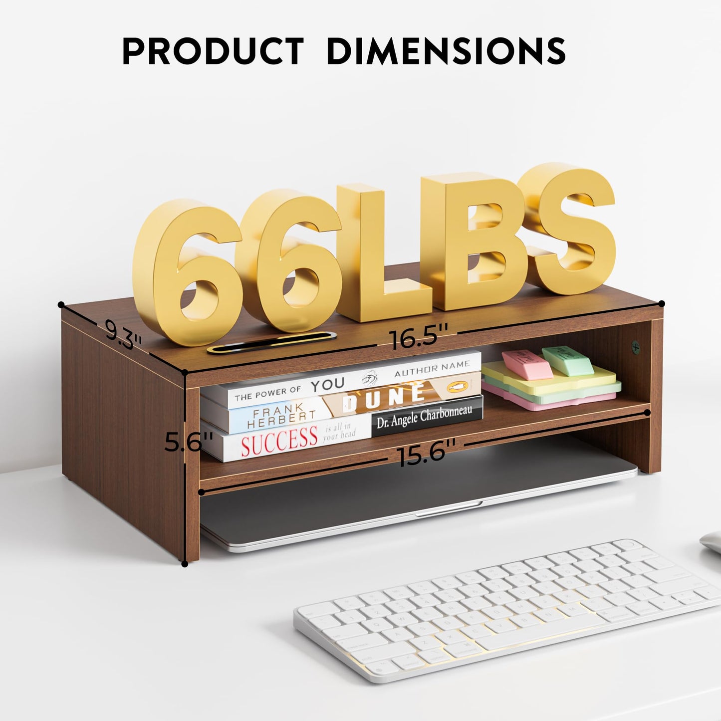 BONTEC Wooden Monitor Stand Riser for Desk, 2-Tier Computer Monitor Stand