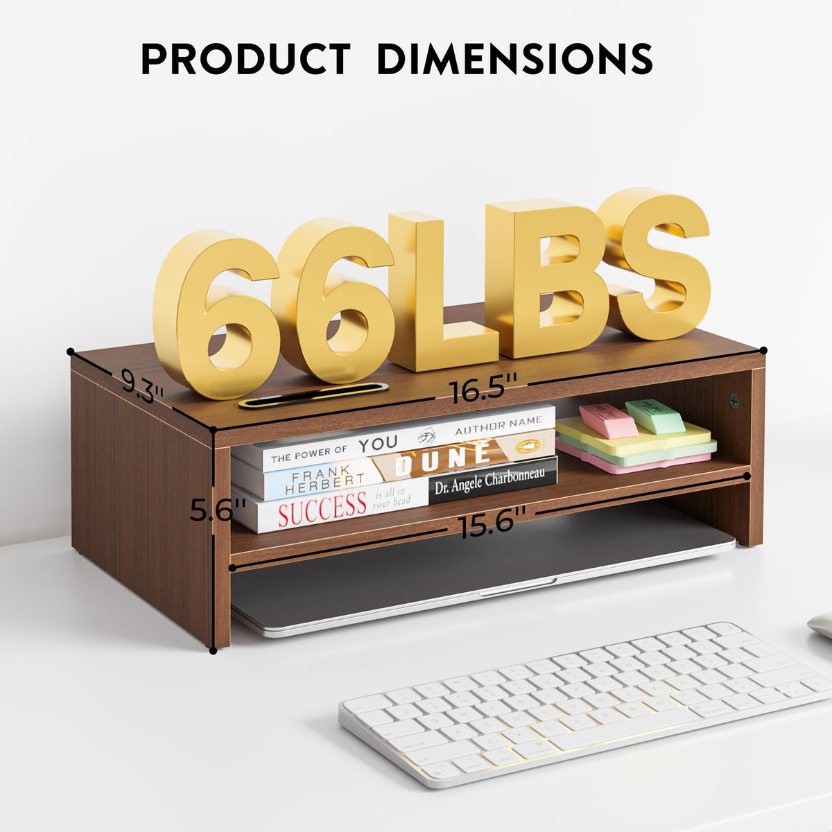 BONTEC Wooden Monitor Stand Riser for Desk, 2-Tier Computer Monitor Stand
