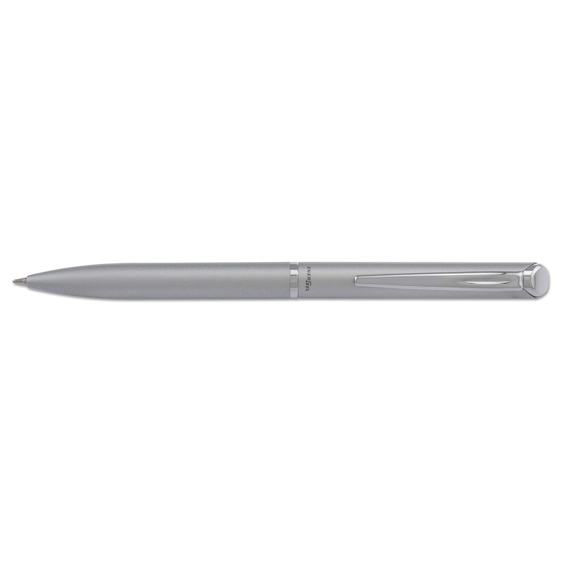 Pentel EnerGel Style Gel Pen, (0.7mm) Medium Line, Silver Barrel, Black Ink, Gift Box w/Belly Band