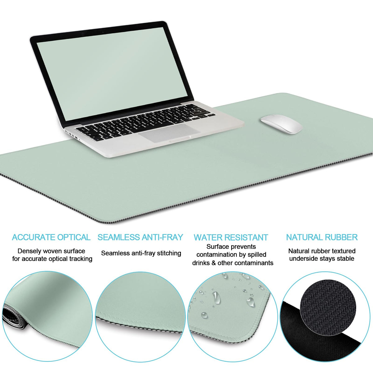 LIMKRIAN Sage Green Mouse Pad Set, XXL Desk Matt for Desktop Decor
