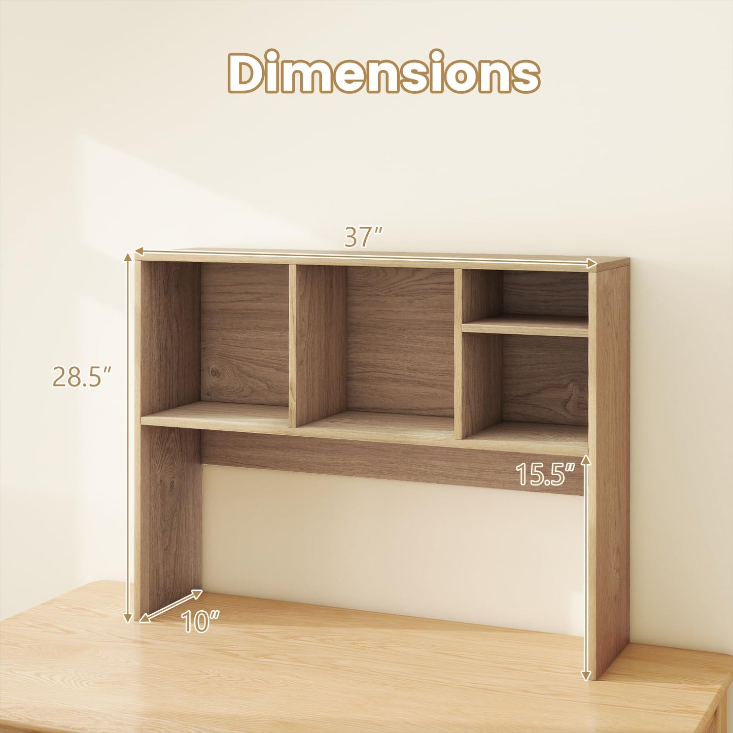 Giantex Desktop Bookshelf, Countertop Storage Hutch with 4 Shelves for Computer Desk, Dressing
