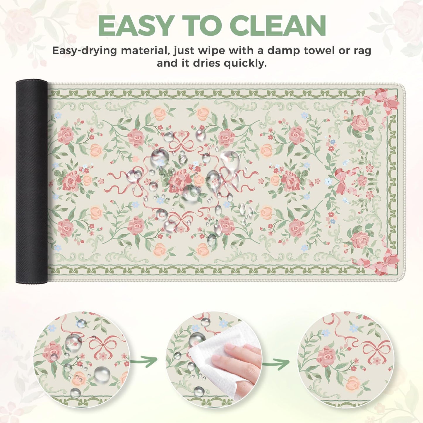 iCasso Green Desk Mat,Cute Desk Pad for Keyboard and Mouse