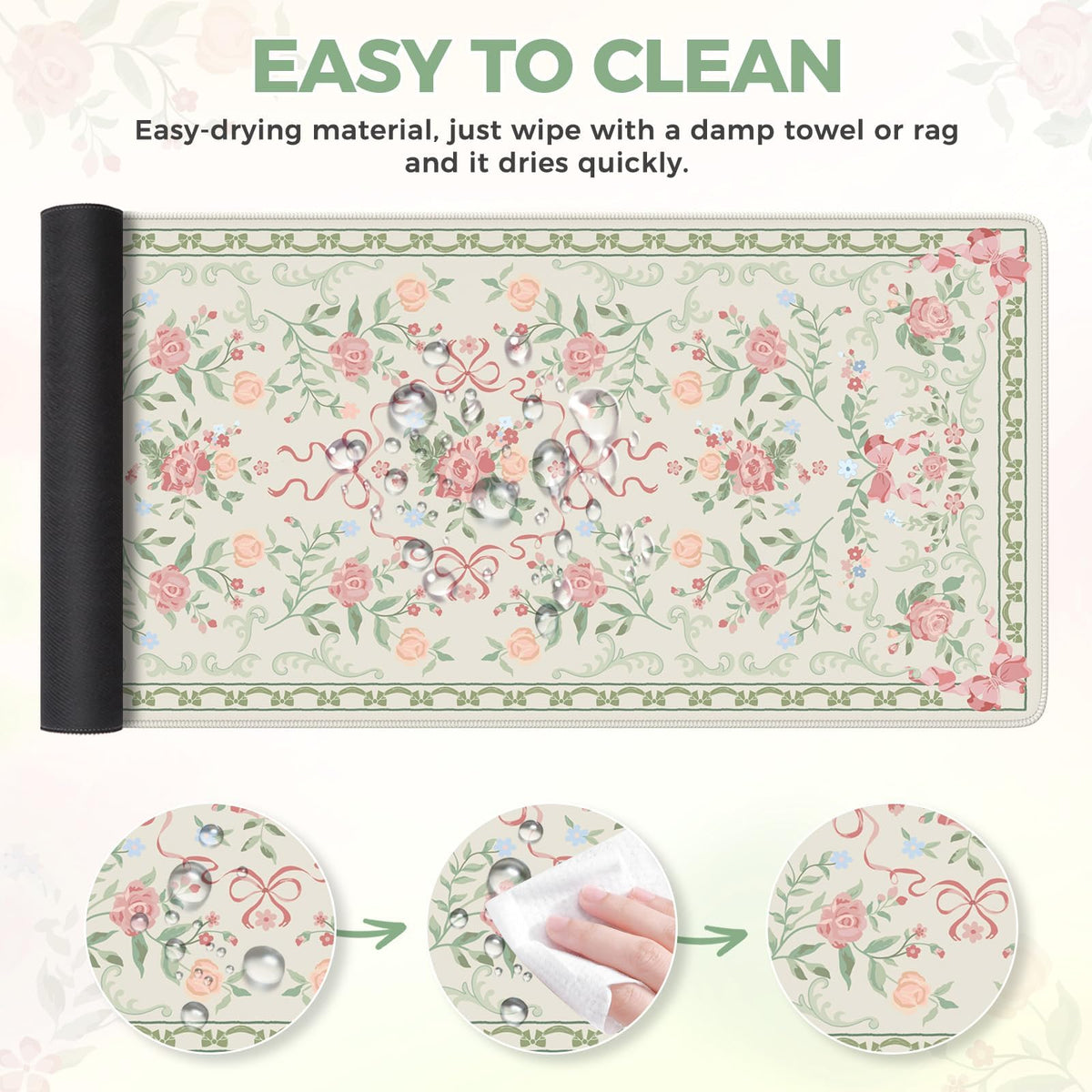 iCasso Green Desk Mat,Cute Desk Pad for Keyboard and Mouse