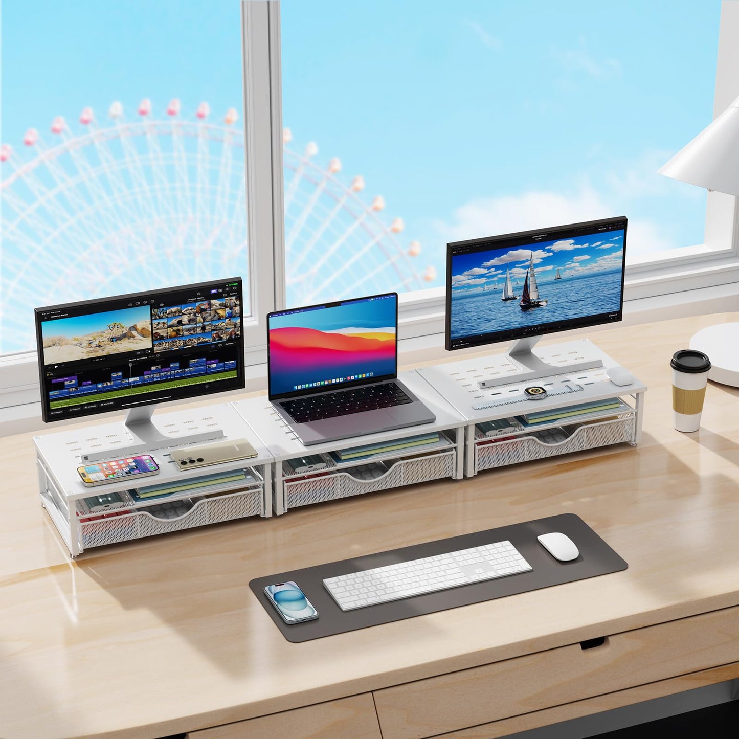 gianotter Computer Monitor Stand Riser with Drawer