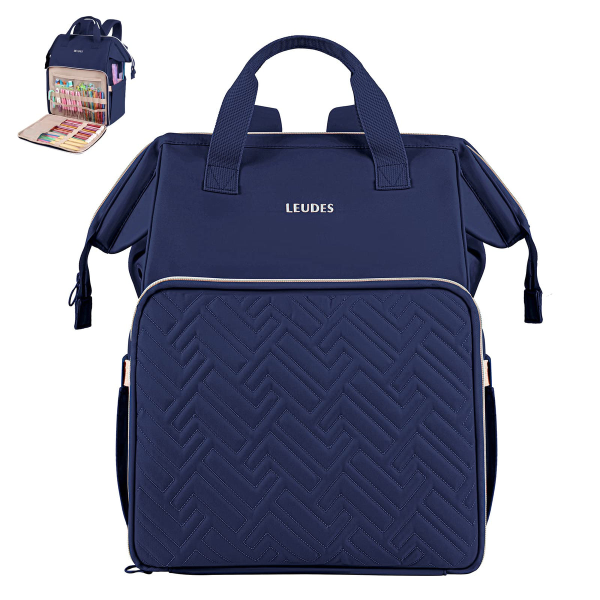 Leudes Crochet Bag Backpack for Yarn Storage Tote Travel Large Knitting Bag