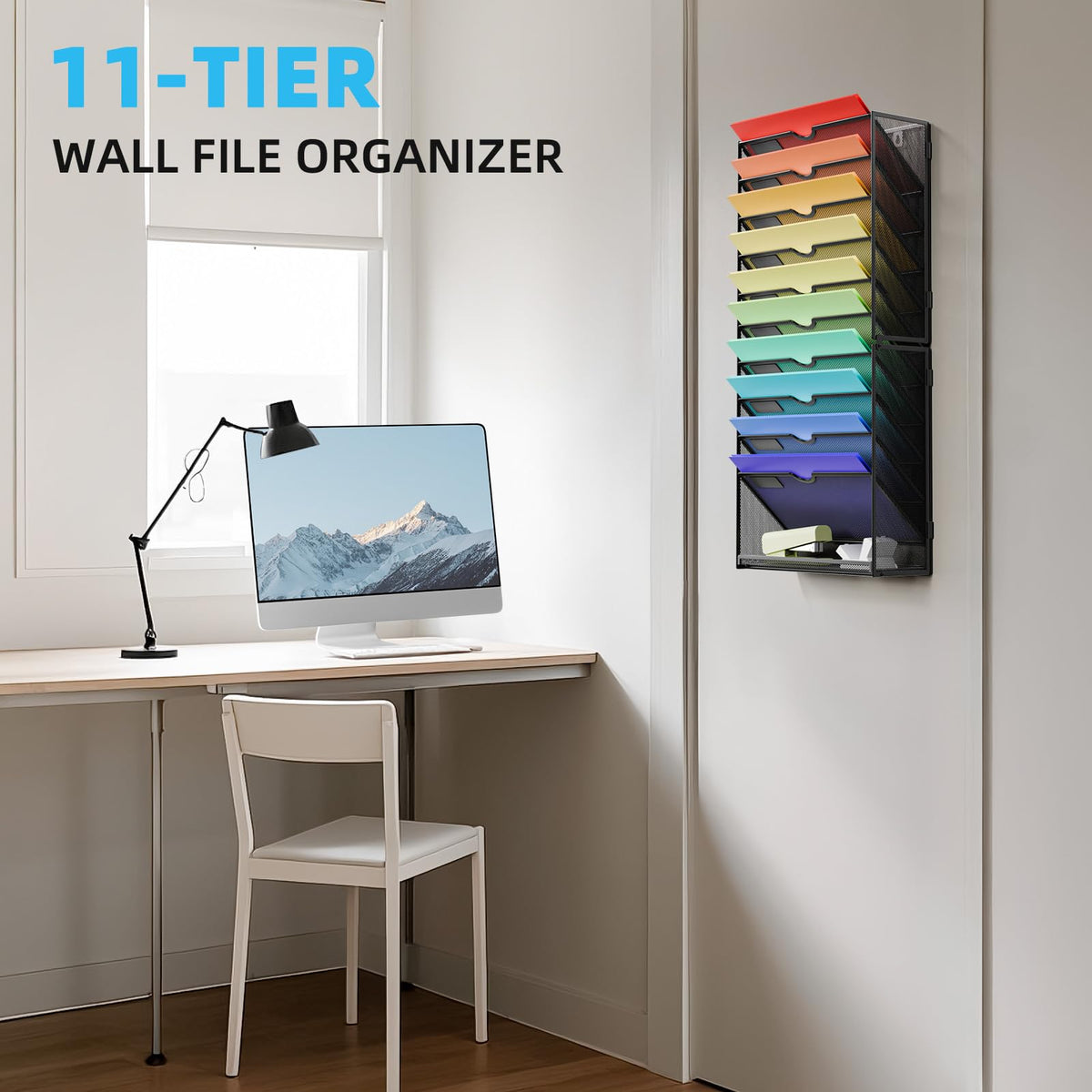 Marbrasse Wall File Holder 11-Tier Hanging Wall File Organizer, for Papers, Files Clipboard &